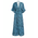 Ble Φορεμα Μακρυ με 3/4 Μανικι Μπλε με Σχεδια one Size(100% Crepe)