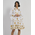 Ble Φορεμα Κοντο Μακρυμανικο Λευκο με Χρυσο Κεντημα m/l (60%cotton,40%linen)
