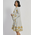 Ble Φορεμα Κοντο Μακρυμανικο Γκρι Ανοιχτο με Χρυσο Κεντημα m/l (60%cotton,40%linen)