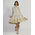 Ble Φορεμα Κοντο Μακρυμανικο Γκρι Ανοιχτο με Χρυσο Κεντημα m/l (60%cotton,40%linen)