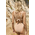 Ribbed High Waisted Triangle Bikini Swimwear - Beige Μπεζ