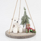 Διακοσμητικο Κρεμαστο σε Ξυλινη Βαση με Λευκο Αρκουδακι, Κυπαρισσι και Δωρακια, 38x36cm