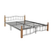 Κρεβάτι Διπλό Faryn Pakoworld Καρυδί Rubberwood-Μαύρο Μέταλλο 140x200εκ
