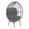 Πολυθρόνα Nestie  Pakoworld Wicker Rattan Γκρι-Μεταλλικό Γκρι Πόδι-Γκρι Μαξιλάρι 102x80x155εκ