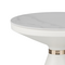Βοηθητικό Τραπέζι Coozlin Inart Sintered Stone σε Απόχρωση Λευκό Μαρμάρου με Λευκό-Χρυσό Μέταλλο Φ50x50εκ