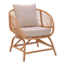 Πολυθρόνα Caxen Pakoworld Φυσικό Rattan-Λευκό Μαξιλάρι 72x63x75εκ