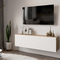Έπιπλο Τηλεόρασης Επιτοίχιο Serit Pakoworld Λευκό-oak 100x31,5x29,5εκ