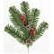 Κλαδι 60cm, με Χιονισμενες Κουκουναρες και Berries, 6 Tips (Παχος των Tips 8cm), Πρασινο Χρωμα