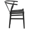 Καρέκλα Wishbone Pakoworld Rubberwood-Σχοινί σε Μαύρη Απόχρωση 60x51x80εκ