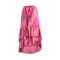 Ble Φουστα Ασυμμετρη με Βολαν σε Μωβ/ροζ Χρωμα και Χρυσες Λεπτομερειες S/m(100% Crepe)