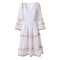 Ble Φορεμα/καφτανι Λευκο Μπεζ με Κροσσια one Size (100% Cotton)