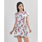 Ble Φορεμα Εκρου με Φουξ Λουλουδια one Size (100% Viscose)