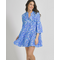 Ble Φορεμα Λευκο/μπλε με Σχεδια ονε Size (100% Cotton)