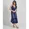 Ble Φορεμα Κρουαζe Αμανικο σε Μπλε Χρωμα με Χρυσα/λευκα Σχεδια ονε Size (100% Cotton)