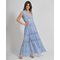 Ble Φορεμα Μακρυ Αμανικο Λευκο /Μπλε με Σχεδια one Size (100% Viscose)