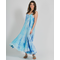 Ble Φορεμα Μακρυ Αμανικο σε Μπλε/γαλαζιο Χρωμα με Lurex one Size (100% Cotton)