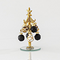 Γυαλινο Διακοσμητικο Δεντρακι, Χρυσο με Μαυρο, 6,2x13,5cm
