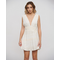Ble Φορεμα Κοντο Αμανικο με Ανοιγμα στη Πλατη Εκρου με Lurex one Size (100% Cotton)