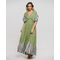 Ble Φορεμα Μακρυ με 3/4 Μανικι σε Πρασινο Χρωμα με Ασπρομαυρες Λεπτομερειες one Size (100% Cotton)