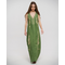 Ble Φορεμα Μακρυ Αμανικο σε Πρασινο Χρωμα με Χρυσες Λεπτομερειες one Size (100% Rayon)