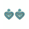 Ble s/2 Σκουλαρικια Καρδια με Χαντρες Τυρκουαζ/μπλε