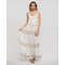 Ble Φορεμα Μακρυ Αμανικο σε Λευκο Χρωμα με Χρυσες Λεπτομερειες kai Matia one Size (100% Viscose)