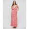 Ble Φορεμα Μακρυ Εξωπλατο ροζ Εντονο με Σχεδια one Size(100% Crepe)