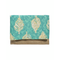 Ble Τσαντακι/φακελος Ψαθινο σε Τυρκουαζ/πρασινο Χρωμα με Χρυσα Σχεδια και Φυλλα 24χ1χ17