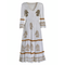 Ble Φορεμα Μακρυ Λευκο με Σχεδια one Size (100% Viscose)