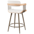 Σκαμπό Μπαρ Cameo Pakoworld Μέταλλο Μπρονζέ-White-Wash Ξύλο-Μπέζ Ύφασμα 53x50x93εκ