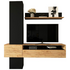 Σύνθετο Σαλονιού Wendy Pakoworld σε oak-Μαύρη Απόχρωση 195.1x37.3x219.1εκ