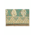 Ble Τσαντακι/φακελος Ψαθινο σε Πρασινο Χρωμα με Χρυσα Σχεδια και Φυλλα 24χ1χ17