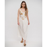 Ble Φορεμα Μακρυ Αμανικο σε Λευκο Χρωμα με Χρυσες Λεπτομερειες one Size (100% Rayon)