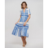 Φορεμα Μακρυ με Κοντο Μανικι Ασπρο/μπλε με Κουμπια one Size(100% Cotton)